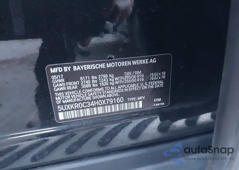 2017 BMW X5 xDrive35I from USA, damaged, VIN 5UXKR0C34H0X79160